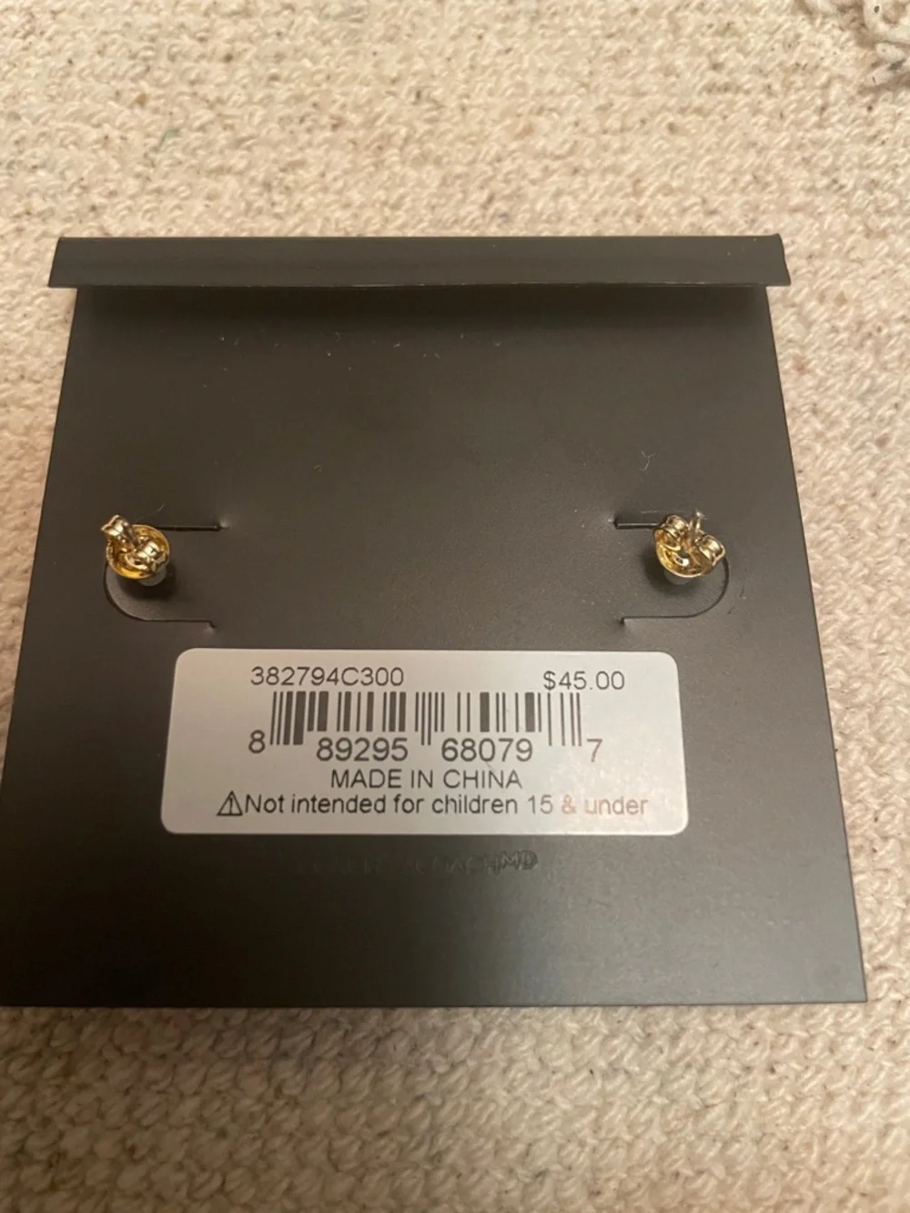 Coach Iridescent C-Shaped Stud Earrings (RETAILS $45) NWT - Picture 2 of 4